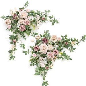 2PCS Dusty Rose Artificial Floral Swags Wedding Arch Flowers Pink Rose
